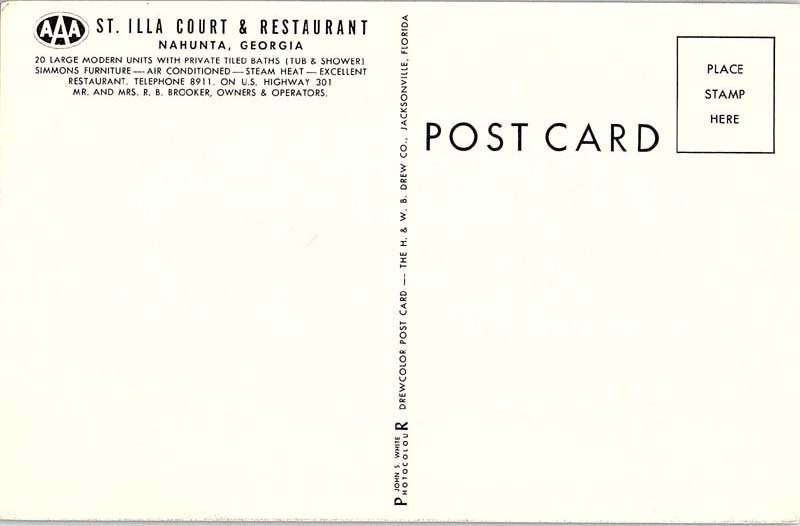 Postcard RESTAURANT SCENE Nahunta Georgia GA AJ2920