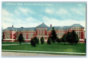 c1950's Jefferson High School Campus Building Ground Portland Oregon Postcard
