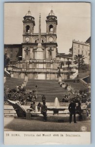 Rome Lazio Italy Postcard Trinita del Montl with the Staircase c1910 RPPC Photo