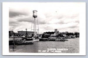 J90/ Warroad Minnesota RPPC Postcard c40-50s Lake of the Woods Boats 576