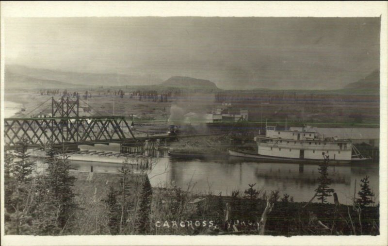 Carcross Yukon Ship Steamship & Bridge c1910 Real Photo Postcard