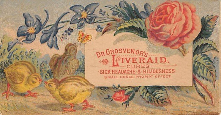 Approx. Size: 2.5 x 5 Dr Grosenor's Liver Aid  Late 1800's Tradecard Non  