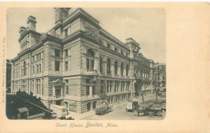 Boston Massachusetts Court House, Horse Buggies UDB  Postcard Nat'l Art View 666