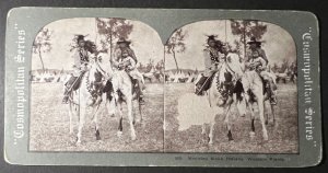 Mint USA Stereo Postcard Mounted Sioux Indians Tear on Front Native Americans