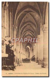 Old Postcard Lisieux Interior of St. Peter Church St. Peter Statue