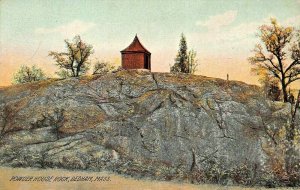 DEDHAM MASSACHUSETTS~POWDER HOUSE ROCK~ROTOGRAPH TINTED POSTCARD
