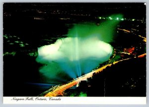 Illuminated Horseshoe Falls, Niagara Falls, Ontario, Aerial View Postcard #2