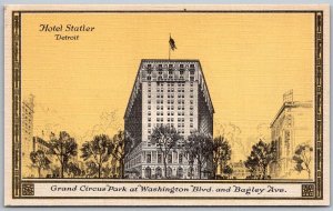 Detroit Michigan 1940s Postcard Hotel Statler at Grand Circus Park