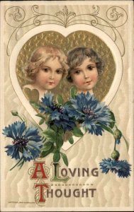 Winsch Valentine Children Art Nouveau c1910 Vintage Postcard