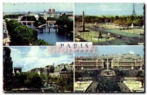 Paris Modern Postcard The Seine and bridges Concord and the Eiffel Tower Cham...
