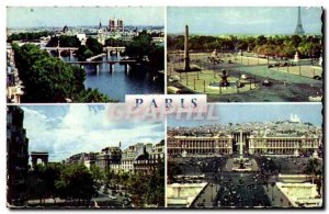 Paris Modern Postcard The Seine and bridges Concord and the Eiffel Tower Cham...