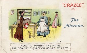 The Microbe Home Cookery Purify Cleaning Invention Old Comic Postcard