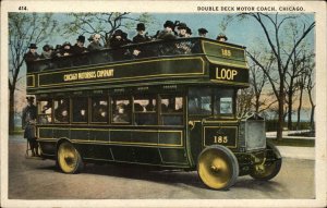 Chicago Illinois IL Double Deck Motor Coach Bus Vintage Postcard