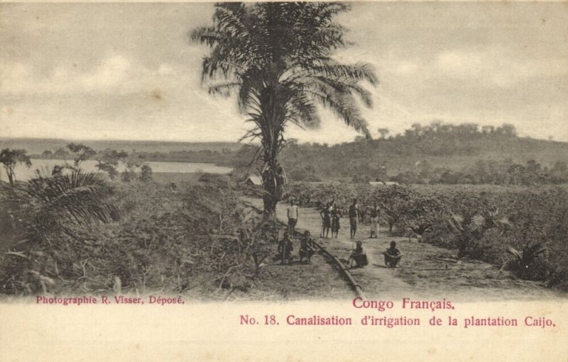 french congo, Pipeline for Irrigation of the Caijo Plantation (1900s) Postcard