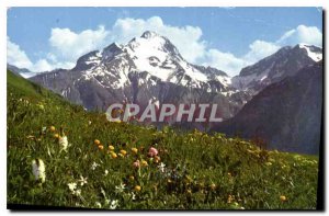 Old Postcard The Alps in natural colors Spring in the mountains