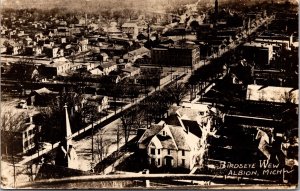 Real Photo Postcard Birds Eye View of Albion, Michigan