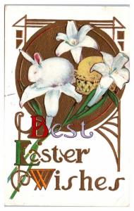 Best Easter Wishes, Art Nouveau Postcard