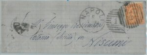 82501 - KINGDOM - POSTAL HISTORY - ENVELOPE from NAPLES with DISINFECTION CUTS 1884-