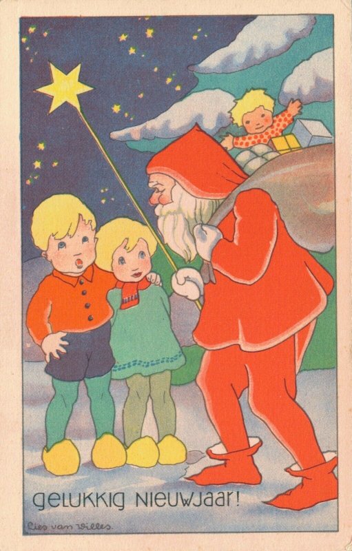 Happy New Year Santa Claus Postcard Lies van Willis 05.02