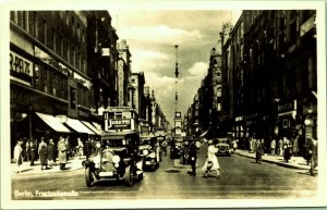 RPPC Street View Friedrichstrabe cars shops Berlin Germany Real Photo Postcard