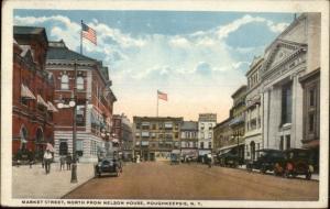 Poughkeepsie NY Market St. c1920 Postcard