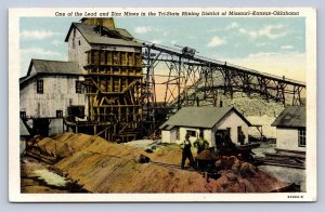 J97/ Oklahoma Postcard c1940s Zinc Mine Miners Missouri Kansas 306