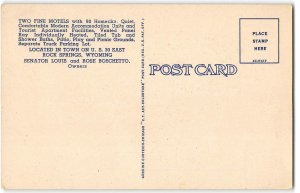 EL RANCHO MOTOR LODGE Rock Springs, WY Roadside Rose Court Lincoln Highway 1940s
