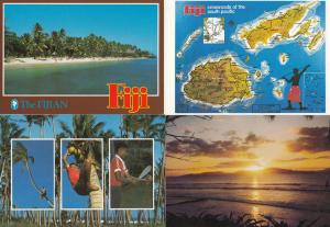 Fiji Sunset Map Children 4x Fijian Postcard s