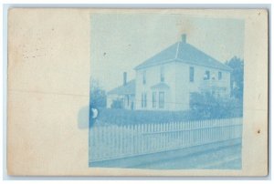 1907 Home Residence Cyanotype View Seattle Washington WA RPPC Photo Postcard