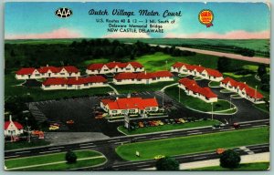 Dutch Village Motor Court Motel New Castle DE Delaware Chrome Postcard I4