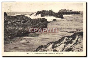 Old Postcard Quiberon Rocks From Beg Er Lan Daguin Beaches Caves
