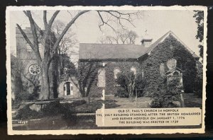 Vintage Postcard 1930-1945 Old St. Paul's Church, Norfolk, Virginia (VA)