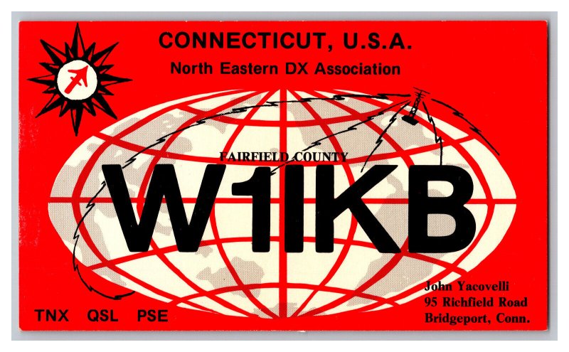 Postcard QSL CB Ham Radio Amateur Card From Bridgeport Conn. Connecticut W11KB 