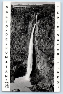 Tepic Nayarit Mexico Postcard Salto De Jumatan Waterfalls c1950's RPPC Photo