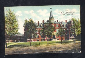 EVANSVILLE INDIANA ST. MARY'S HOSPITAL BUILDING 1909 VINTAGE POSTCARD