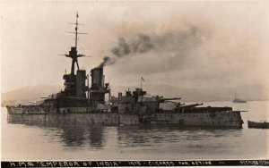 RPPC Photo British Royal Navy HMS Emperor of India - Cleared for Action