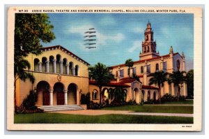 Annie Russell Theatre Winter Park Florida FL Linen Postcard Y11