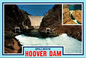 CONTINENTAL SIZE POSTCARD THE SPILLWAY TUNNELS AT HOOVER DAM