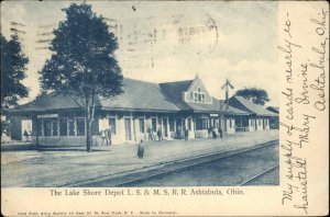 Ashtabula Ohio OH Lake Shore Railroad Train Depot Station c1905 Vintage Postcard