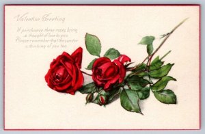 Valentine Greeting, Red Roses, Vintage Postcard Series No 113