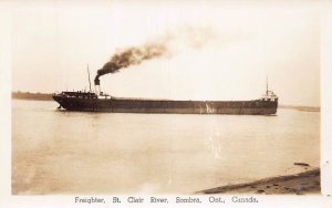 J83/ Ship Postcard RPPC c19400 Sombra Ontario Freighter St Clair  122