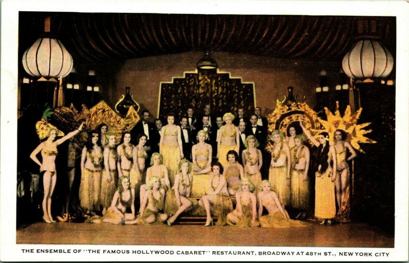 Ensemble Famous Hollywood Cabaret Restaurant New York NY NYC 1930s Postcard UNP