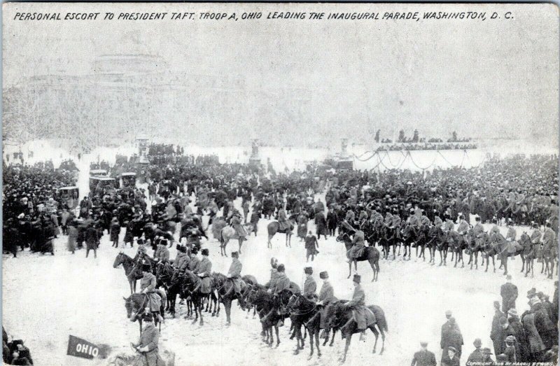 1909 Ohio Troop A Leading President Taft Inaugural Parade Washington DC Postcard