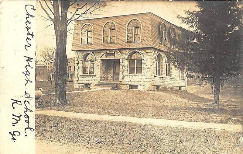 Chester MA High School in 1906 RPPC Postcard