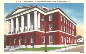 HARRISONBURG, VA Virginia  GOVERNMENT COURT HOUSE & Post Office c1920's Postcard