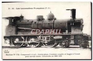 Postcard Old Train Locomotive Machine 1725