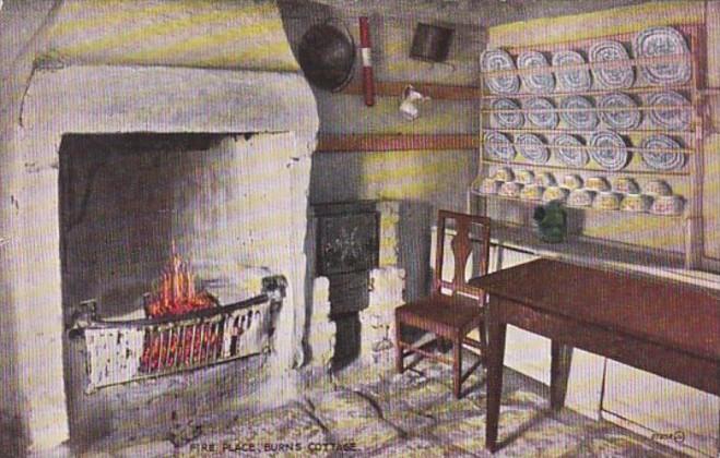 Scotland Alloway Ayr Burns Cottage Interior Showing Fireplace