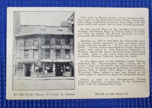 Vtg Historical Ye Old Oyster House Restaurant & Oyster Bar Boston MA Postcard