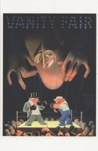 Puppet Boxing Match Art Deco 1930s Painting Book Cover Postcard