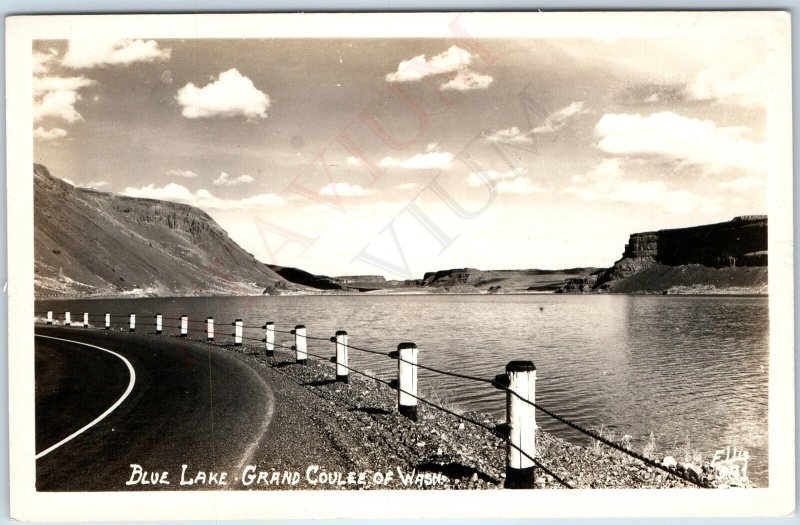 c1940s Washington State RPPC Grand Coulee Blue Lake Ellis 381 Real Photo PC A206